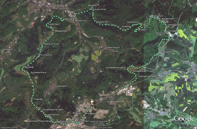 Satellite image of the Nordschleife